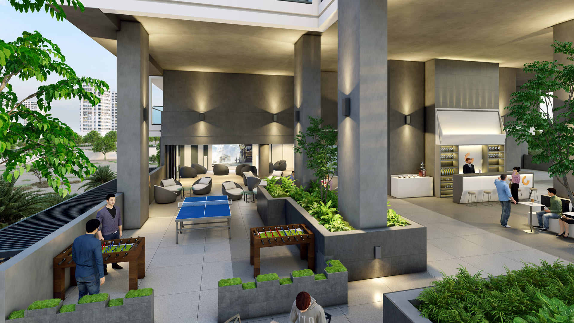 Outdoor lounge terrace